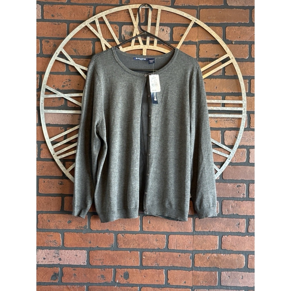 Women's ARCHITECT Lightweight Button Up Sweater Charcoal Heather Size 1X